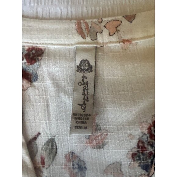 American Rag Women's M Maxi Dress Floral Blouse, Long Sleeve Side Slits - Picture 7 of 13